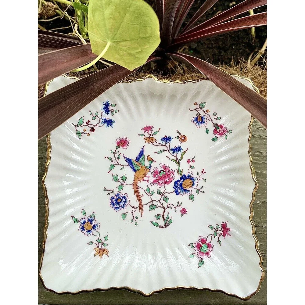 Vintage Hammersley Spode Bird Of Paradise Shakers & Tray Set Chintz Bone China